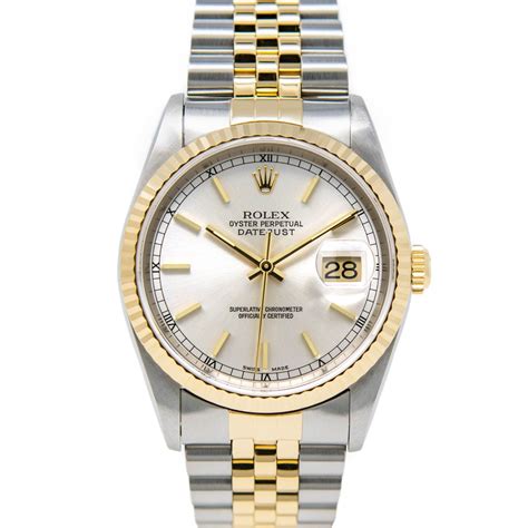 rolex datejust silver and gold